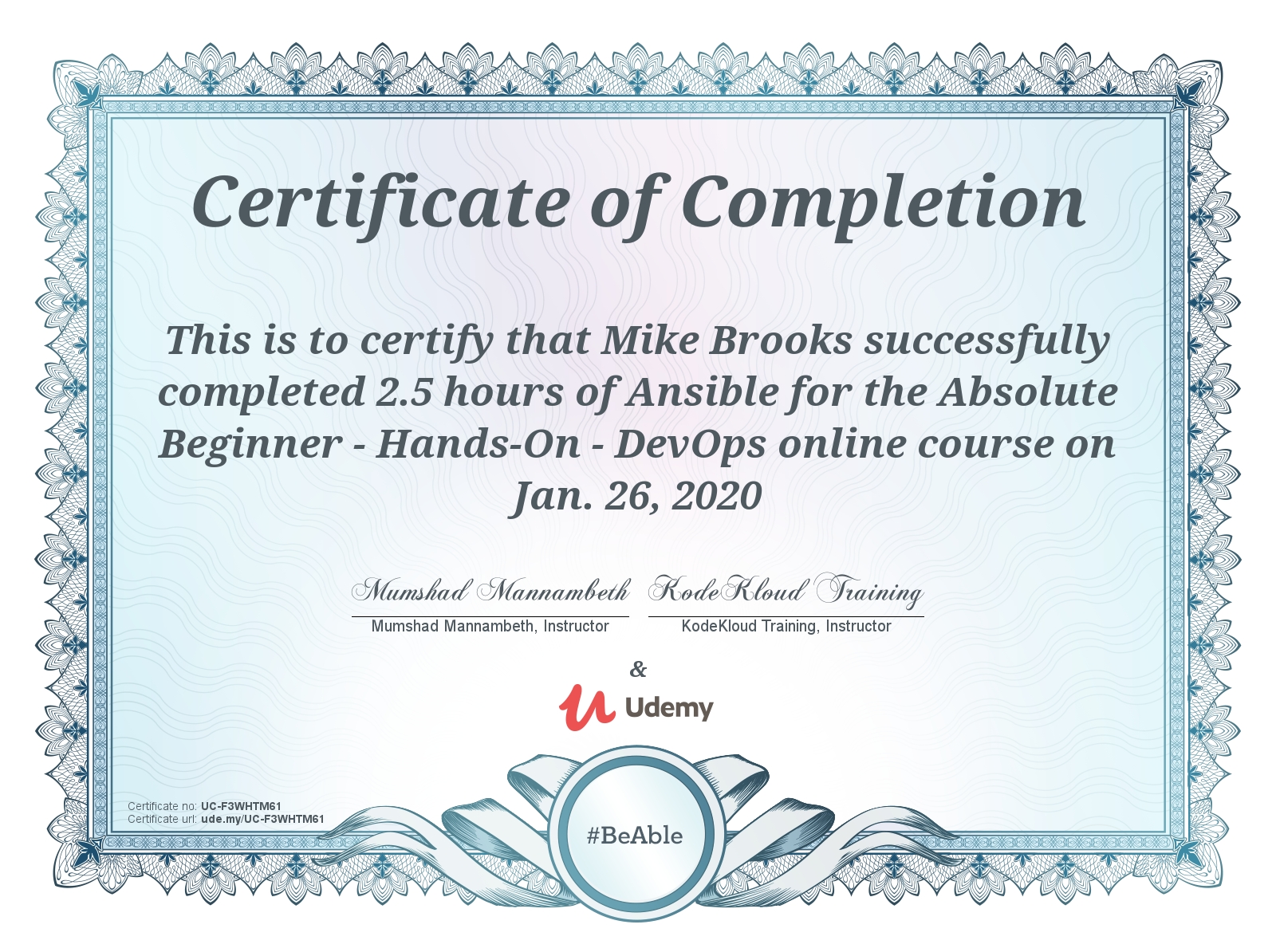 Ansible Certificate