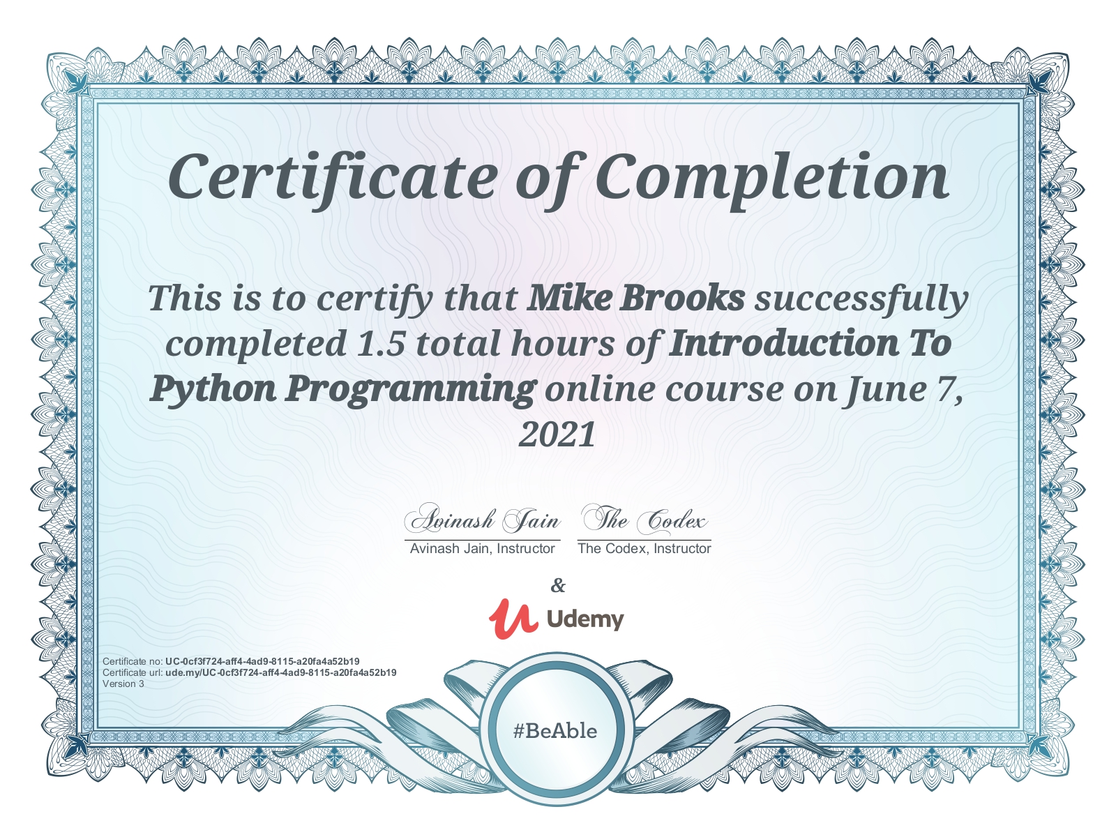 Introduction to Python Certificate