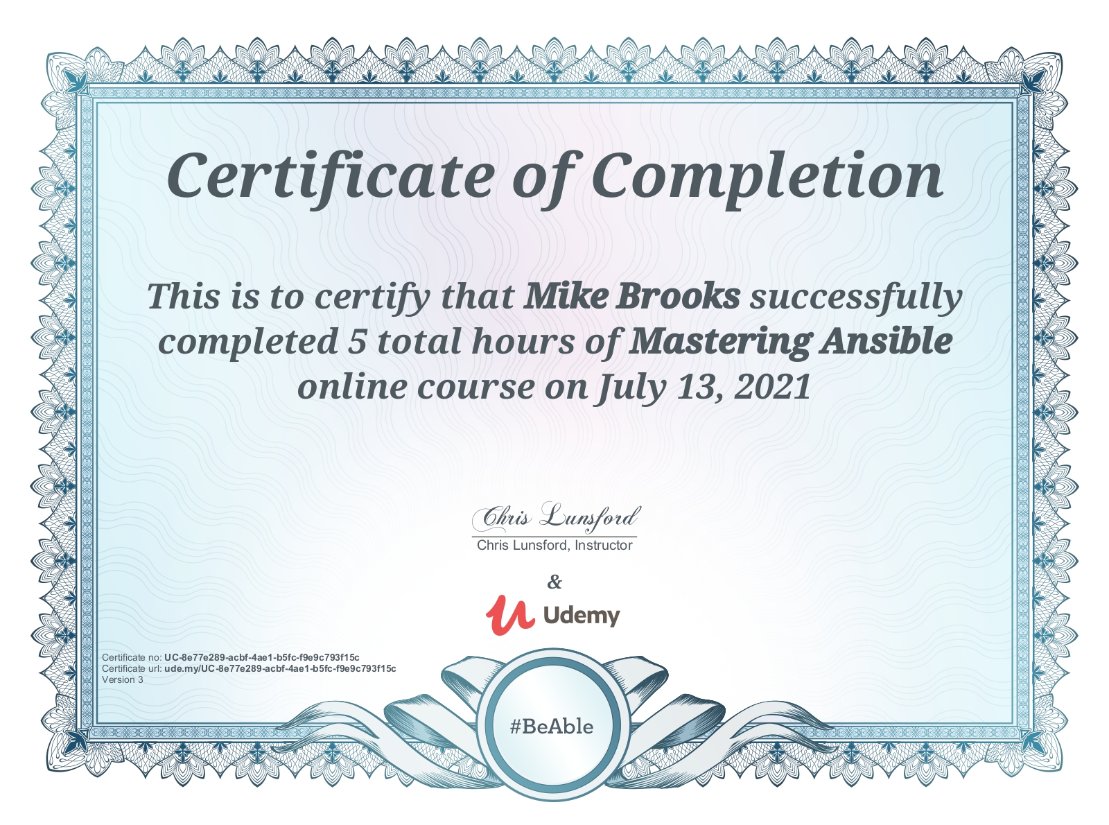 Mastering Ansible Certificate